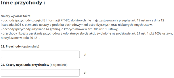 Inne przychody PIT